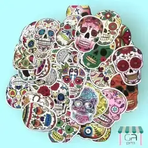 מהדוכן- מדבקות ויניל ''גולגולות'' 15יח' אקראי